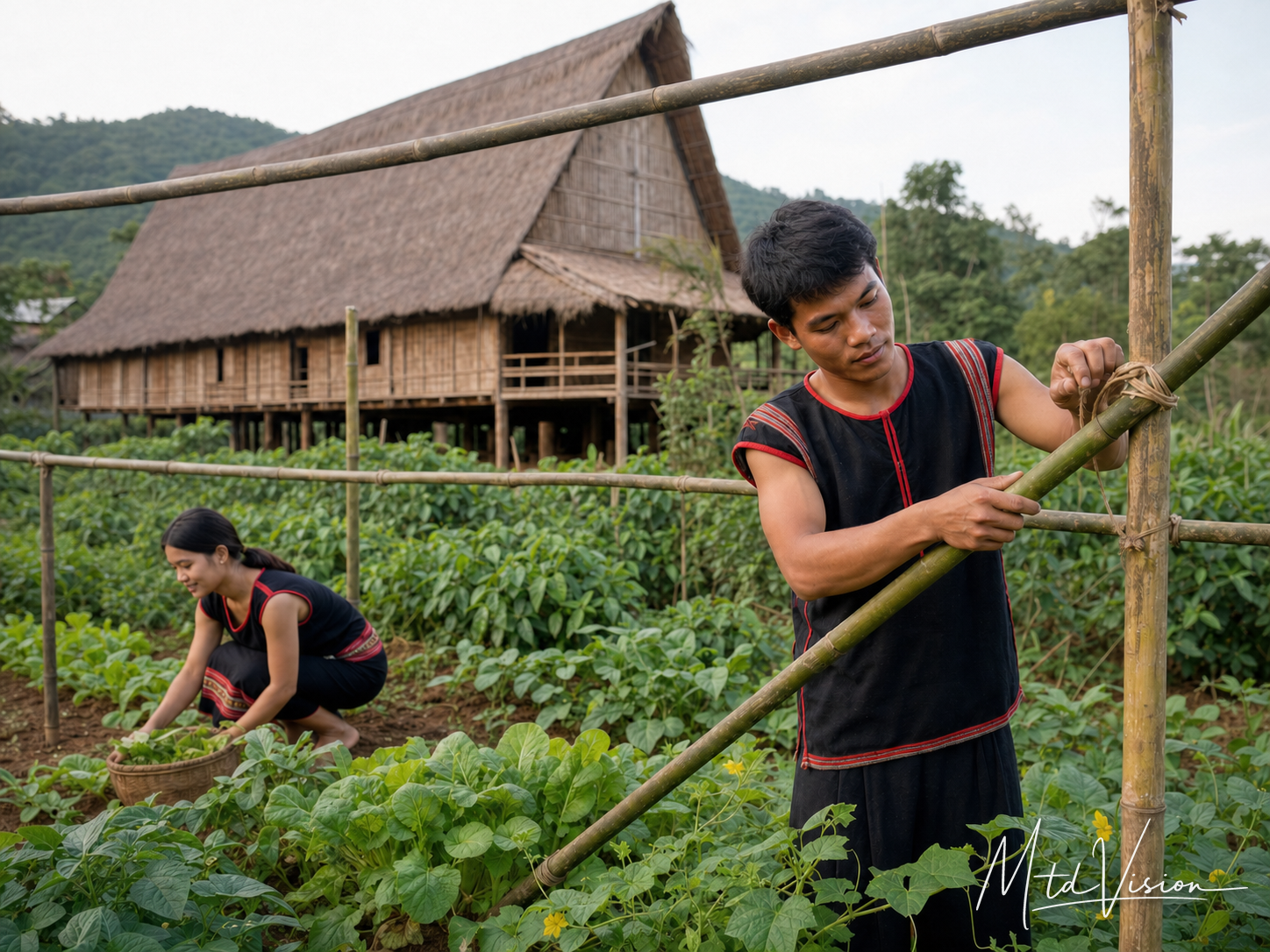 bi dhĭng: To make crooked, incline, or slope.